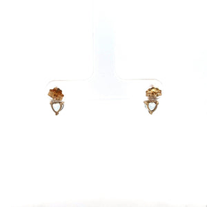 10K Heart Blue Topaz Diamond Accent Stud Earrings Yellow Gold