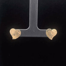 Load image into Gallery viewer, 14K Heart Love Symbol Diamond Cut Stud Earrings Yellow Gold