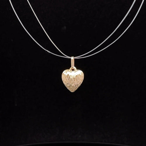 14K Diamond Cut Heart Love Symbol Vintage Charm/Pendant Yellow Gold