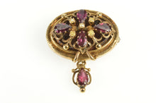 Load image into Gallery viewer, 14K Victorian Seed Pearl Tourmaline Statement Pin/Brooch Yellow Gold