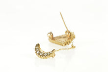 Load image into Gallery viewer, 10K Seed Pearl Ruby Stag Crescent Moon Lapel Pin/Brooch Yellow Gold