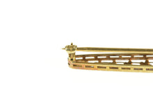 Load image into Gallery viewer, 14K Art Deco Blue Enamel Daisy Flower Filigree Bar Pin/Brooch Yellow Gold