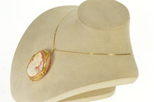 Load image into Gallery viewer, 10K Victorian Seed Pearl Carved Lady Cameo Pendant/Pin Yellow Gold