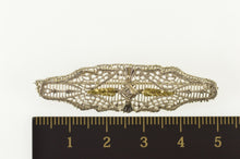 Load image into Gallery viewer, 10K Art Deco Diamond Filigree Two Tone Leaf Ornate Pin/Brooch White Gold