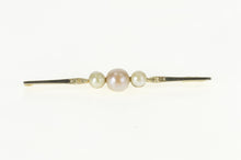 Load image into Gallery viewer, 14K Pearl Diamond Accent Ornate Retro Bar Pin/Brooch Yellow Gold