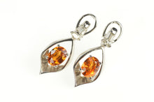 Load image into Gallery viewer, 14K 1.79 Ctw Mexican Fire Opal Diamond Dangle Earrings White Gold
