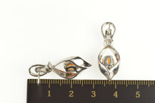 Load image into Gallery viewer, 14K 1.79 Ctw Mexican Fire Opal Diamond Dangle Earrings White Gold