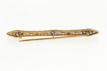 Load image into Gallery viewer, 14K Art Deco Filigree Iolite Seed Pearl Ornate Bar Pin/Brooch Yellow Gold