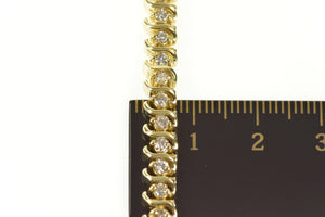 10K 2.40 Ctw Wavy Link Diamond Classic Tennis Bracelet 7" Yellow Gold