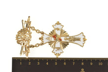 Load image into Gallery viewer, 14K Victorian Ornate Enamel Masonic Heraldic Cross Pin/Brooch Yellow Gold