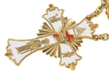 Load image into Gallery viewer, 14K Victorian Ornate Enamel Masonic Heraldic Cross Pin/Brooch Yellow Gold