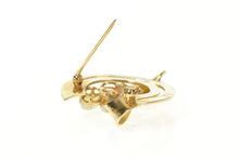 Load image into Gallery viewer, 14K Retro Syn. Opal Floral Leaf Round Ribbon Pin/Brooch Yellow Gold