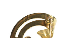 Load image into Gallery viewer, 14K Retro Syn. Opal Floral Leaf Round Ribbon Pin/Brooch Yellow Gold