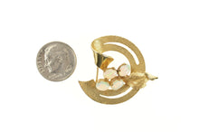 Load image into Gallery viewer, 14K Retro Syn. Opal Floral Leaf Round Ribbon Pin/Brooch Yellow Gold