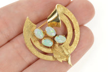 Load image into Gallery viewer, 14K Retro Syn. Opal Floral Leaf Round Ribbon Pin/Brooch Yellow Gold