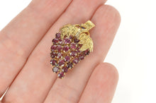 Load image into Gallery viewer, 14K 2.16 Ctw Ruby Grape Bunch Cluster Art's & Crafts Pin/Brooch Yellow Gold
