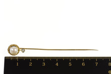 Load image into Gallery viewer, 10K Victorian Pearl Diamond Accent Filigree Stick Pin Yellow Gold