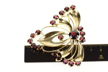 Load image into Gallery viewer, 14K Ornate Syn. Garnet Retro Butterfly Moth Pin/Brooch Yellow Gold