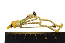 Load image into Gallery viewer, 18K Retro Enamel Clarinet Musician Jazz Statement Pin/Brooch Yellow Gold