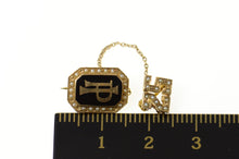 Load image into Gallery viewer, 14K PI Black Enamel Seed Pearl 25 Years Lapel Pin/Brooch Yellow Gold