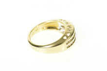 Load image into Gallery viewer, 10K Tiered Diamond Channel Heart Pattern Band Ring Size 7 Yellow Gold