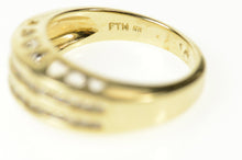 Load image into Gallery viewer, 10K Tiered Diamond Channel Heart Pattern Band Ring Size 7 Yellow Gold