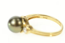 Load image into Gallery viewer, 14K 9.2mm Pearl Diamond Accent Statement Ring Size 8.25 Yellow Gold