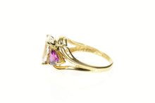 Load image into Gallery viewer, 10K Three Stone Oval Cubic Zirconia Pink Tourmaline Ring Size 5 Yellow Gold