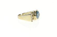 Load image into Gallery viewer, 10K Blue Topaz Diamond Accent Squared Statement Ring Size 6 Yellow Gold