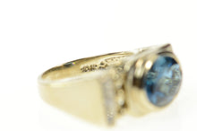 Load image into Gallery viewer, 10K Blue Topaz Diamond Accent Squared Statement Ring Size 6 Yellow Gold