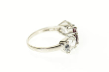 Load image into Gallery viewer, 10K Three Stone Purple Tourmaline Cubic Zirconia Ring Size 6 White Gold