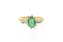 Load image into Gallery viewer, 14K Oval Emerald Diamond Halo Bypass Ring Size 6.25 Yellow Gold
