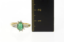 Load image into Gallery viewer, 14K Oval Emerald Diamond Halo Bypass Ring Size 6.25 Yellow Gold