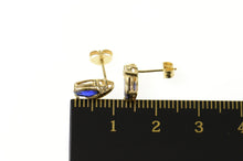 Load image into Gallery viewer, 14K Oval Syn. Sapphire CZ Accent Stud Earrings Yellow Gold