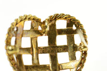 Load image into Gallery viewer, 14K Retro Blue Green Enamel Woven Heart Pin/Brooch Yellow Gold