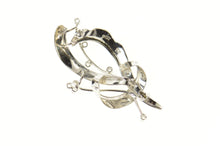 Load image into Gallery viewer, 18K Diamond Inset Retro Ribbon Statement Pin/Brooch White Gold