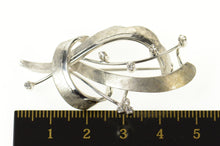Load image into Gallery viewer, 18K Diamond Inset Retro Ribbon Statement Pin/Brooch White Gold