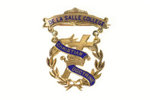 Load image into Gallery viewer, 10K De La Salle College Christian Victorian Medal Pin/Brooch Yellow Gold