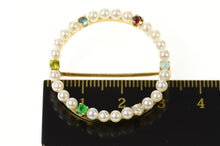 Load image into Gallery viewer, 14K 1950's Pearl Diamond Emerald Opal Circle Pin/Brooch Yellow Gold