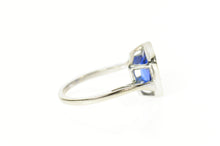 Load image into Gallery viewer, 10K 1950's Emerald Syn. Sapphire CZ Freeform Ring Size 6.75 White Gold