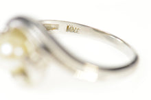 Load image into Gallery viewer, 10K Classic Pearl Wavy Freeform Statement Ring Size 7 White Gold