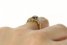 Load image into Gallery viewer, 10K Oval Classic Sapphire Diamond Cluster Accent Ring Size 7 Yellow Gold