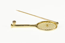 Load image into Gallery viewer, 14K Pearl Accent Tennis Racquet Statement Pin/Brooch Yellow Gold