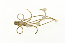 Load image into Gallery viewer, 14K Retro Moonstone Swirl Leaf Motif Statement Pin/Brooch Yellow Gold