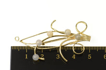 Load image into Gallery viewer, 14K Retro Moonstone Swirl Leaf Motif Statement Pin/Brooch Yellow Gold