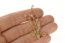Load image into Gallery viewer, 14K Retro Moonstone Swirl Leaf Motif Statement Pin/Brooch Yellow Gold