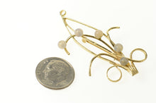 Load image into Gallery viewer, 14K Retro Moonstone Swirl Leaf Motif Statement Pin/Brooch Yellow Gold