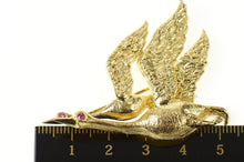 Load image into Gallery viewer, 14K Ruby Eyed Canadian Geese Flying Ornate Pin/Brooch Yellow Gold