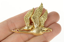 Load image into Gallery viewer, 14K Ruby Eyed Canadian Geese Flying Ornate Pin/Brooch Yellow Gold