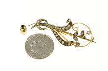 Load image into Gallery viewer, 9K Victorian Ornate Seed Pearl Floral Vine Pin/Brooch Yellow Gold